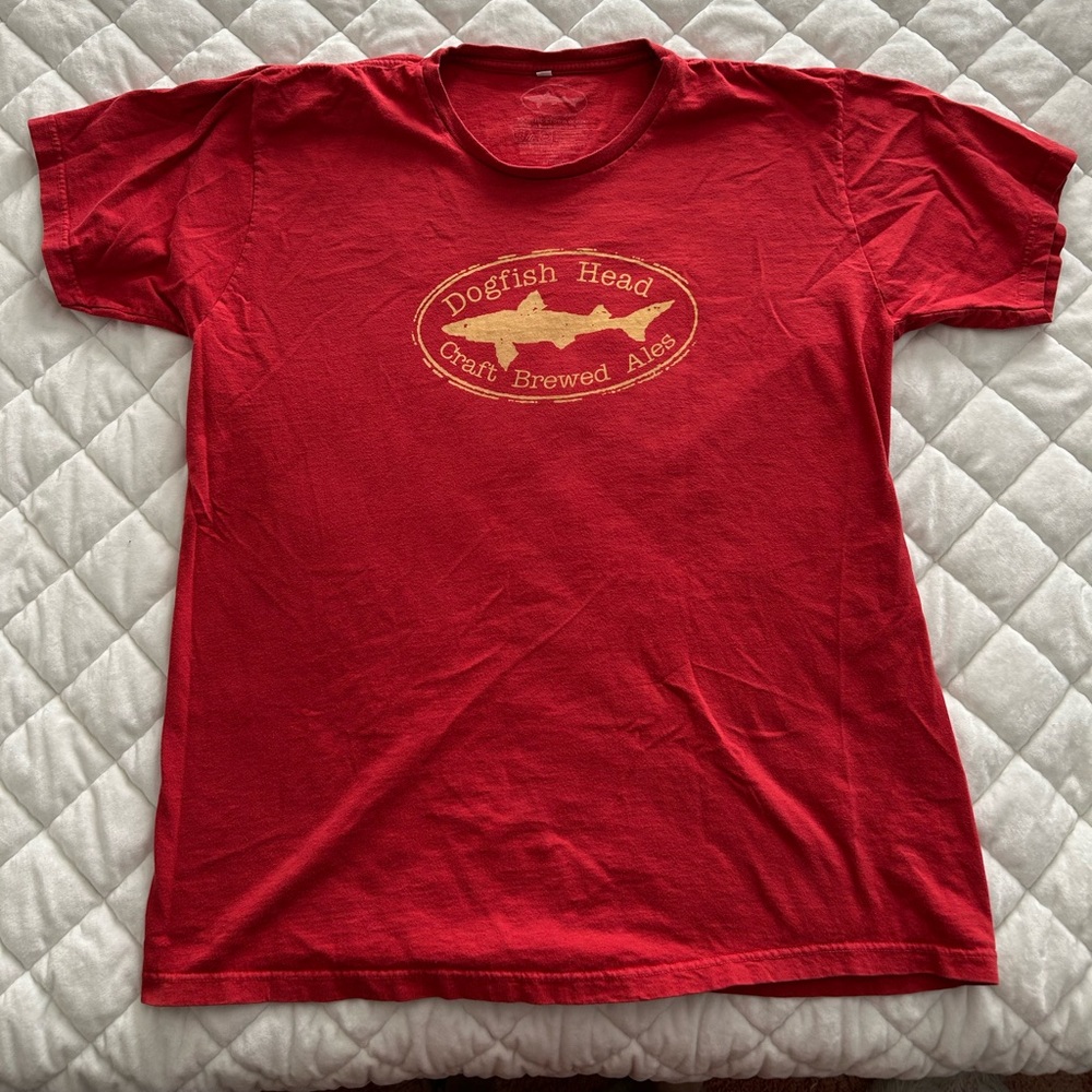 Vintage Dogfish Head Brewery Beer Red T Shirt Cotton L